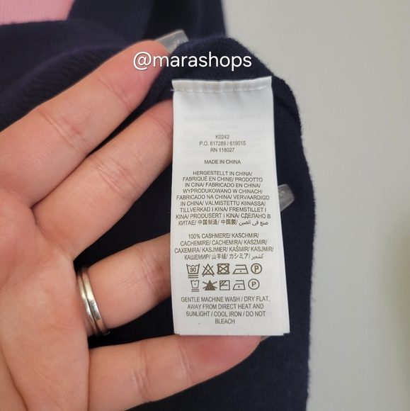 Boden Navy Chevron Cashmere Crew Neck Jumper Sweater - Picture 7 of 7